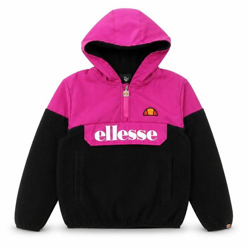 Ellesse Girls Pink Black Colourblock Fleece Hoodie 8 Years 1/4 Zip Logo Pullover