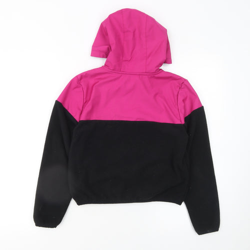 Ellesse Girls Pink Black Colourblock Fleece Hoodie 8 Years 1/4 Zip Logo Pullover