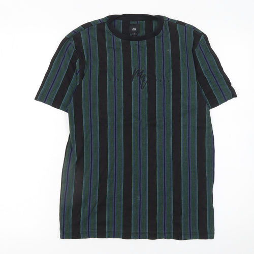 River Island Men's Multicoloured Striped Cotton T-Shirt XS