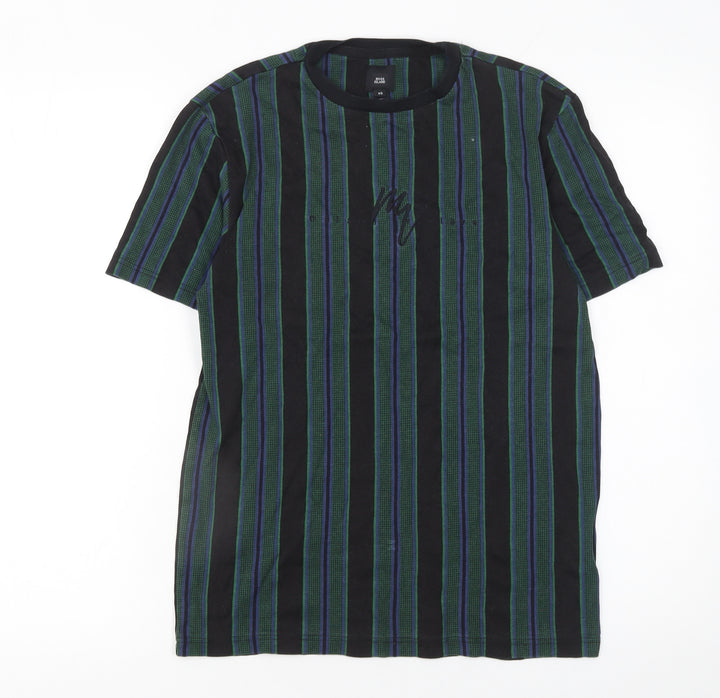 River Island Men's Multicoloured Striped Cotton T-Shirt XS