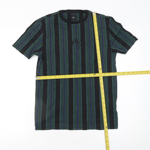 River Island Men's Multicoloured Striped Cotton T-Shirt XS