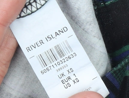 River Island Men's Multicoloured Striped Cotton T-Shirt XS
