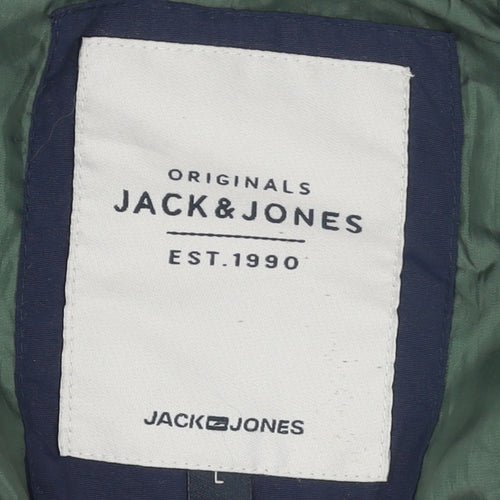 Jack & Jones Men's Blue Bomber Jacket L Lightweight Full Zip