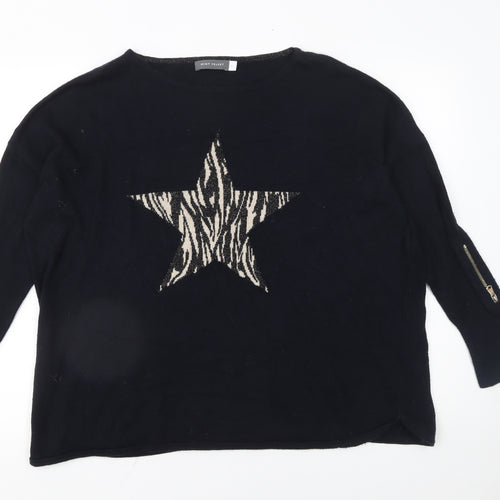 Mint Velvet Women's Black XS Wool Cashmere Star Jumper