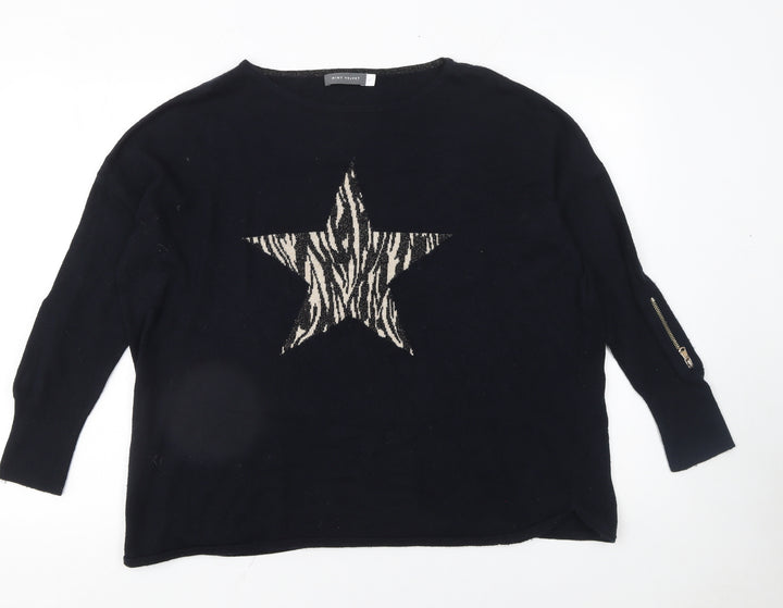 Mint Velvet Women's Black XS Wool Cashmere Star Jumper
