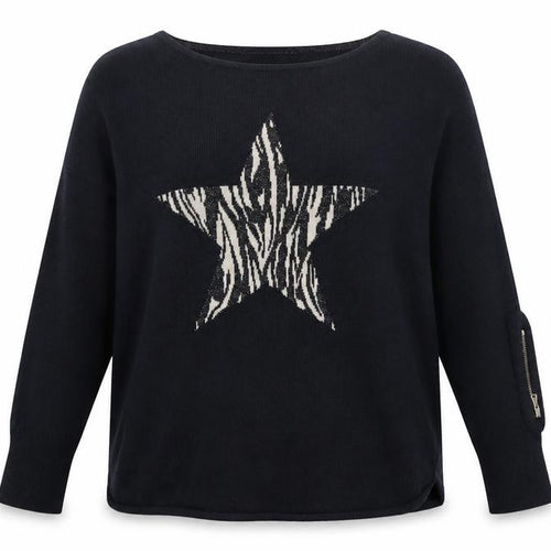 Mint Velvet Women's Black XS Wool Cashmere Star Jumper