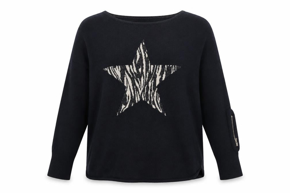 Mint Velvet Women's Black XS Wool Cashmere Star Jumper