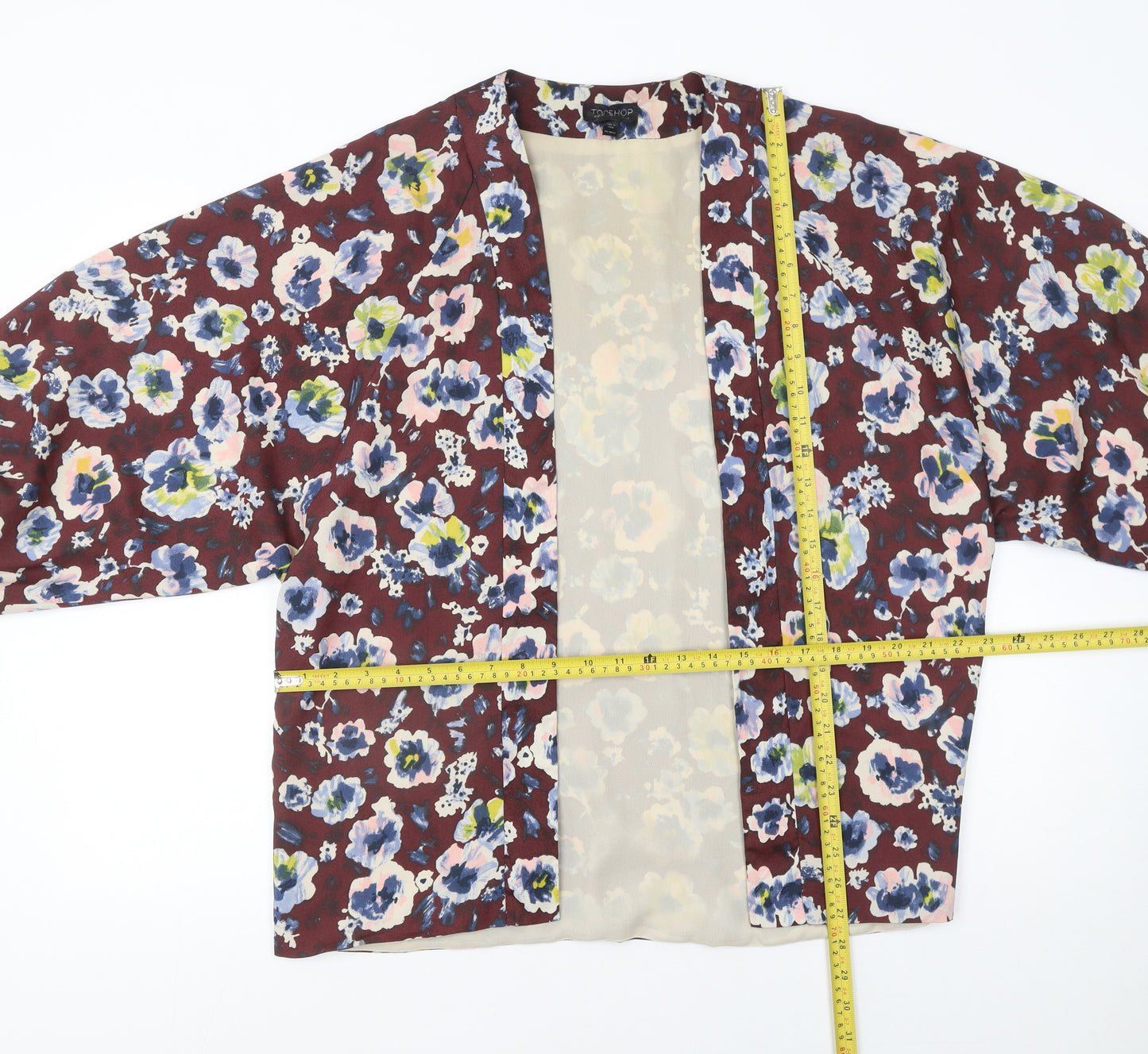 Topshop Women’s Multicoloured Floral Kimono Style Blazer Size 12