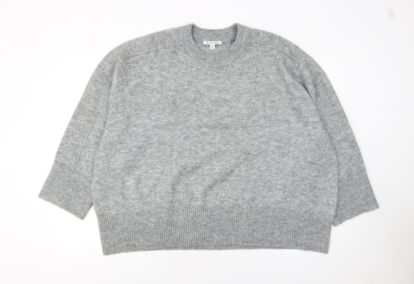 Next Petite Women's Grey Wool Blend Crew Neck Jumper XL