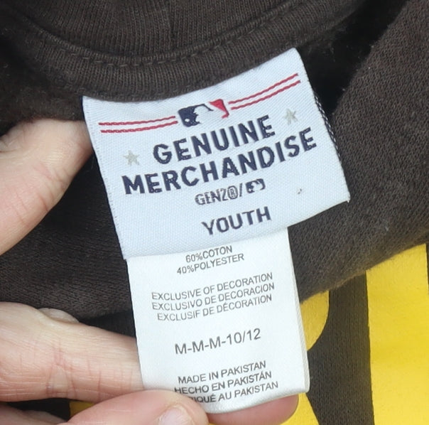 Genuine Merchandise Boys Brown Padres Baseball Pullover Hoodie 10-11 Years