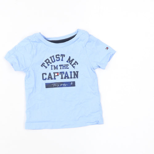 Tommy Hilfiger Blue Nautical Graphic Baby T-Shirt 3-6M Cotton Crew Neck