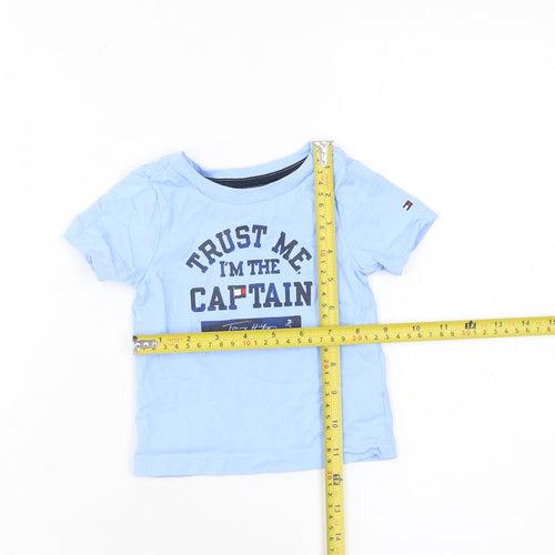 Tommy Hilfiger Blue Nautical Graphic Baby T-Shirt 3-6M Cotton Crew Neck