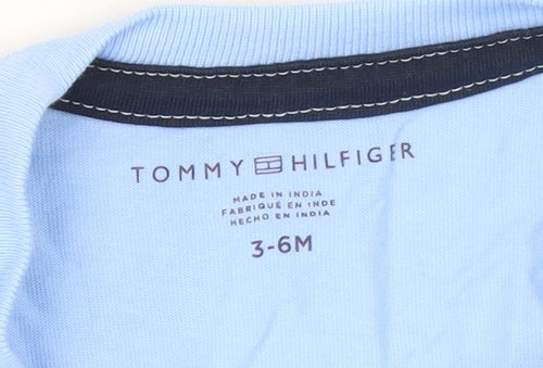 Tommy Hilfiger Blue Nautical Graphic Baby T-Shirt 3-6M Cotton Crew Neck