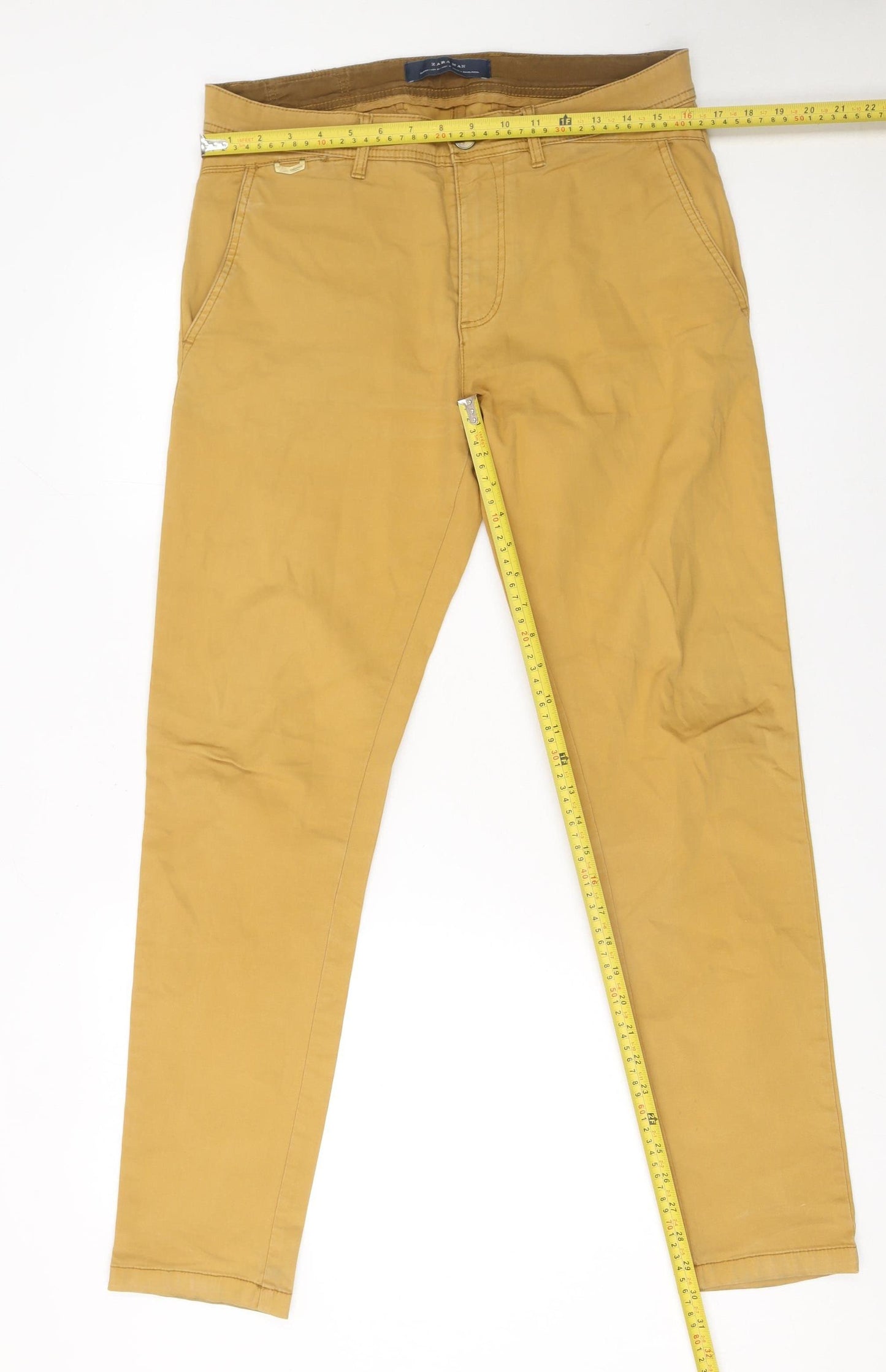 Zara Man Men's Brown Slim Fit Chino Trousers Size 31