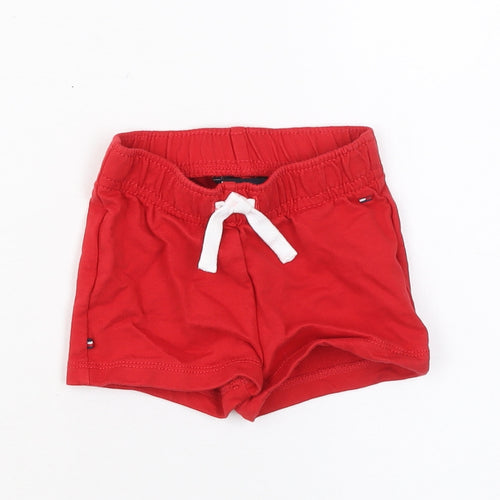 Tommy Hilfiger Red Cotton Baby Shorts 3-6 Months Unisex Drawstring Waist