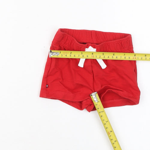 Tommy Hilfiger Red Cotton Baby Shorts 3-6 Months Unisex Drawstring Waist