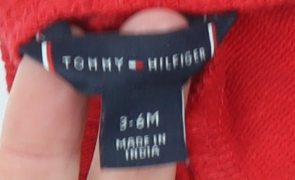 Tommy Hilfiger Red Cotton Baby Shorts 3-6 Months Unisex Drawstring Waist