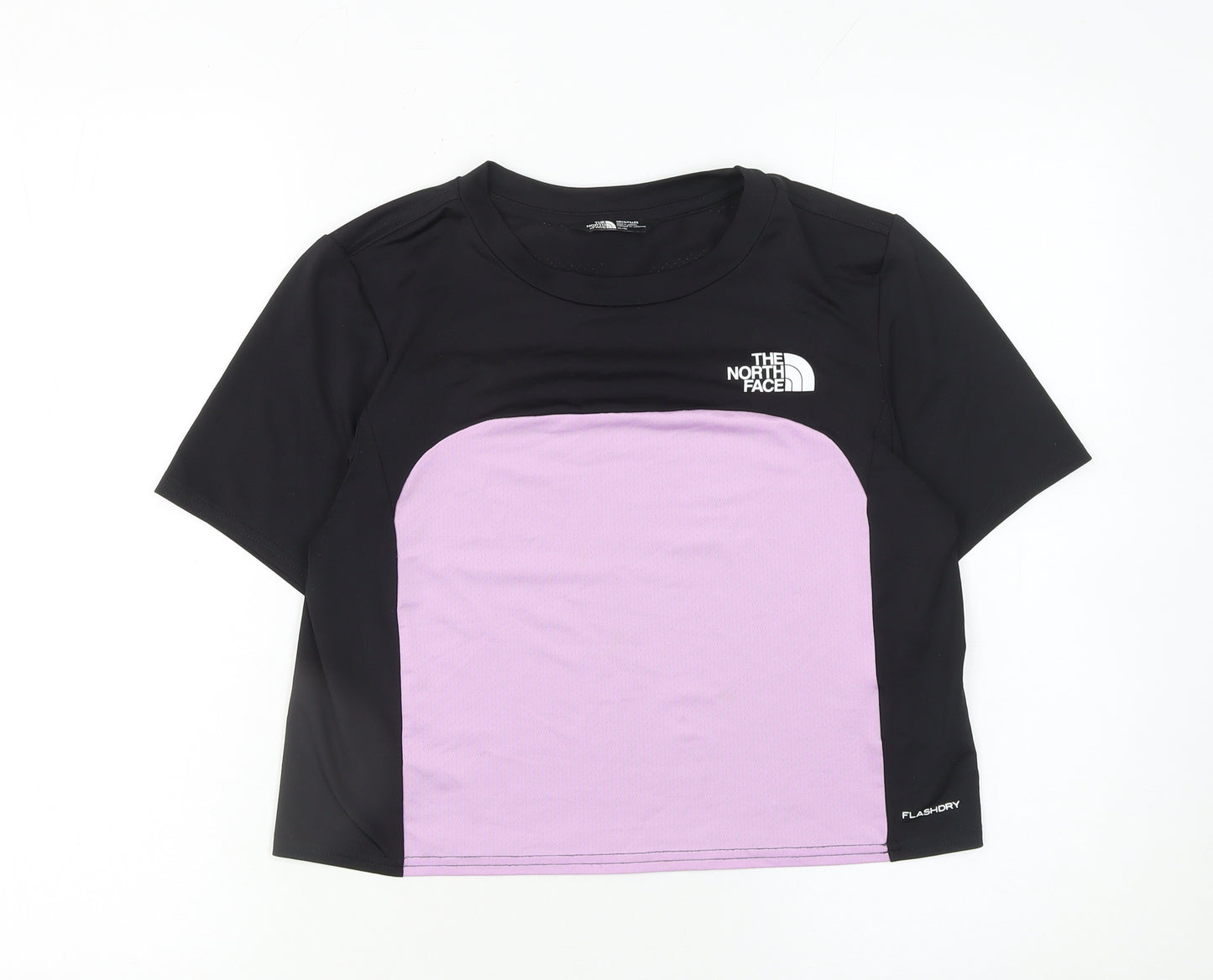 The North Face Girls Black Purple Cropped Active T-Shirt XL FlashDry