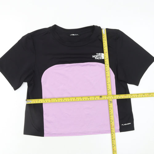 The North Face Girls Black Purple Cropped Active T-Shirt XL FlashDry
