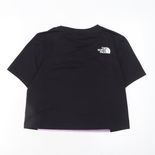 The North Face Girls Black Purple Cropped Active T-Shirt XL FlashDry
