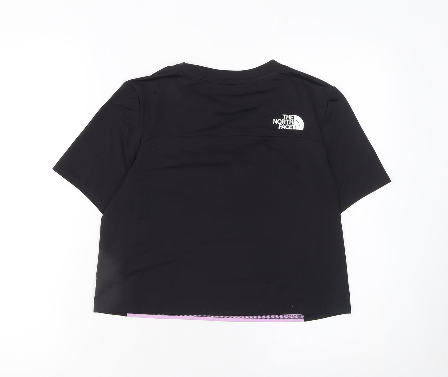 The North Face Girls Black Purple Cropped Active T-Shirt XL FlashDry