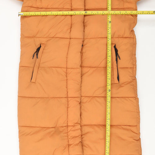 Superdry Womens Orange Long Hooded Puffer Coat Size 10