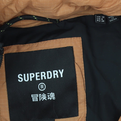 Superdry Womens Orange Long Hooded Puffer Coat Size 10