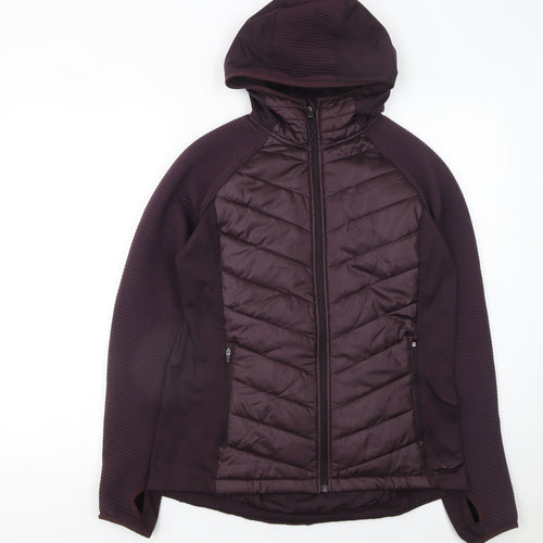 H&M Women Purple Quilted Hooded Puffer Jacket Size 12