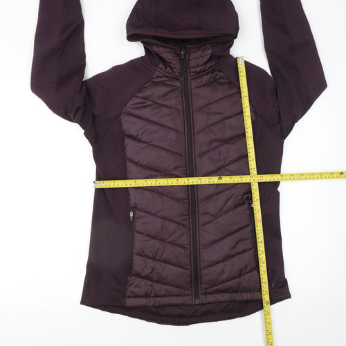 H&M Women Purple Quilted Hooded Puffer Jacket Size 12
