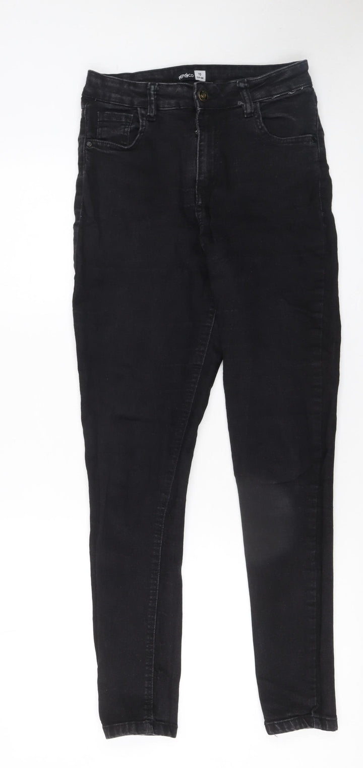 PEP&CO Women Black Skinny Jeans Size 10 Regular Fit Stretch Denim