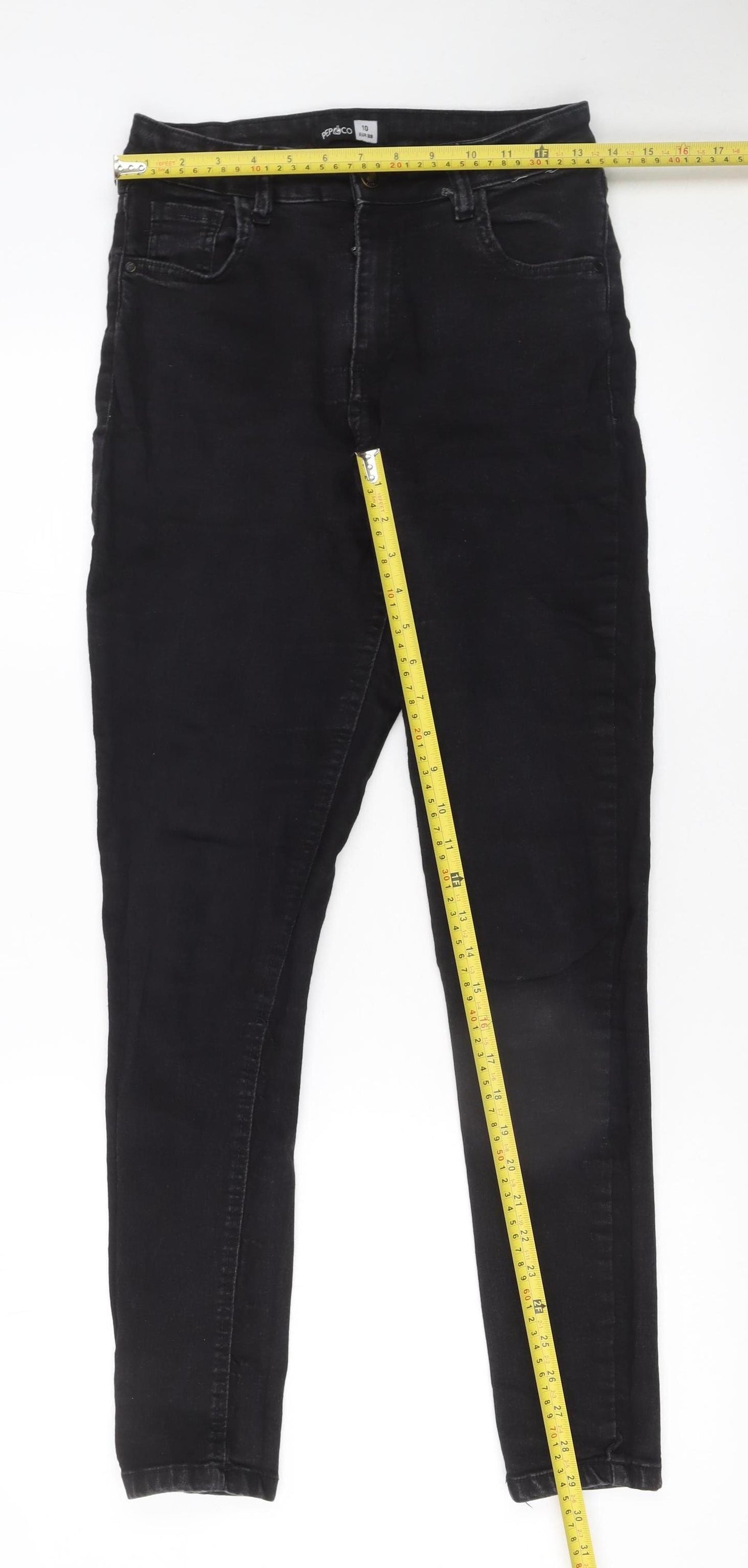 PEP&CO Women Black Skinny Jeans Size 10 Regular Fit Stretch Denim