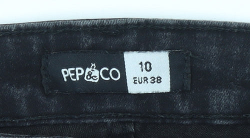 PEP&CO Women Black Skinny Jeans Size 10 Regular Fit Stretch Denim