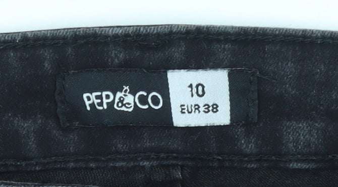 PEP&CO Women Black Skinny Jeans Size 10 Regular Fit Stretch Denim