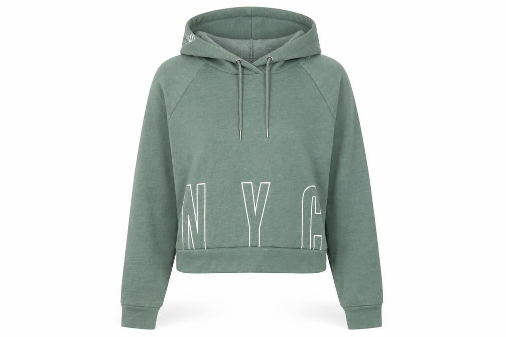 Front view of Aeropostale Women’s Green NYC Pullover Hoodie, size S