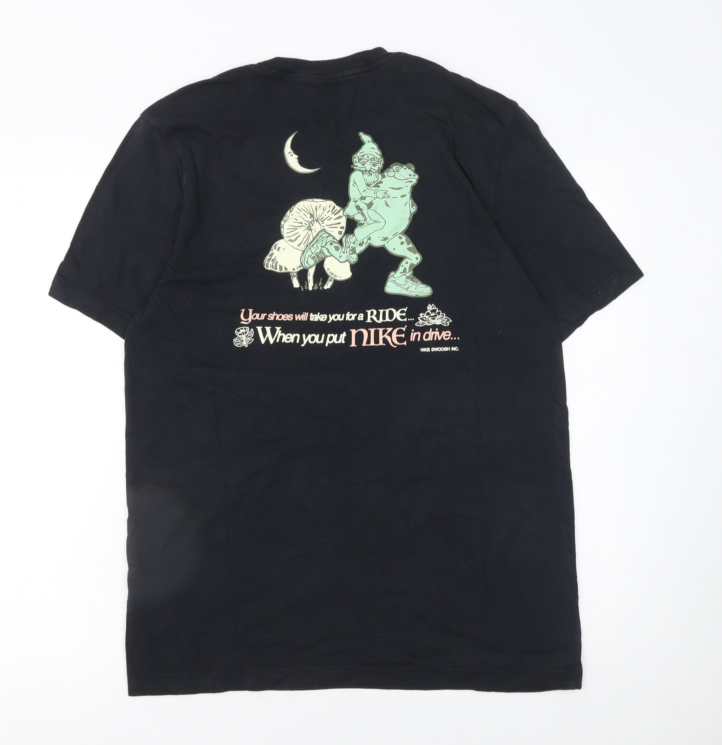 Nike Men's Black Graphic Print Cotton T-Shirt Size M