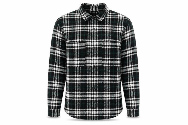 Pull&Bear Men's Black Check Flannel Long Sleeve Button-Up Shirt M