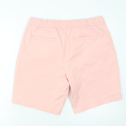 Denim Co. Men Pink Bermuda Shorts L Casual Drawstring Cotton