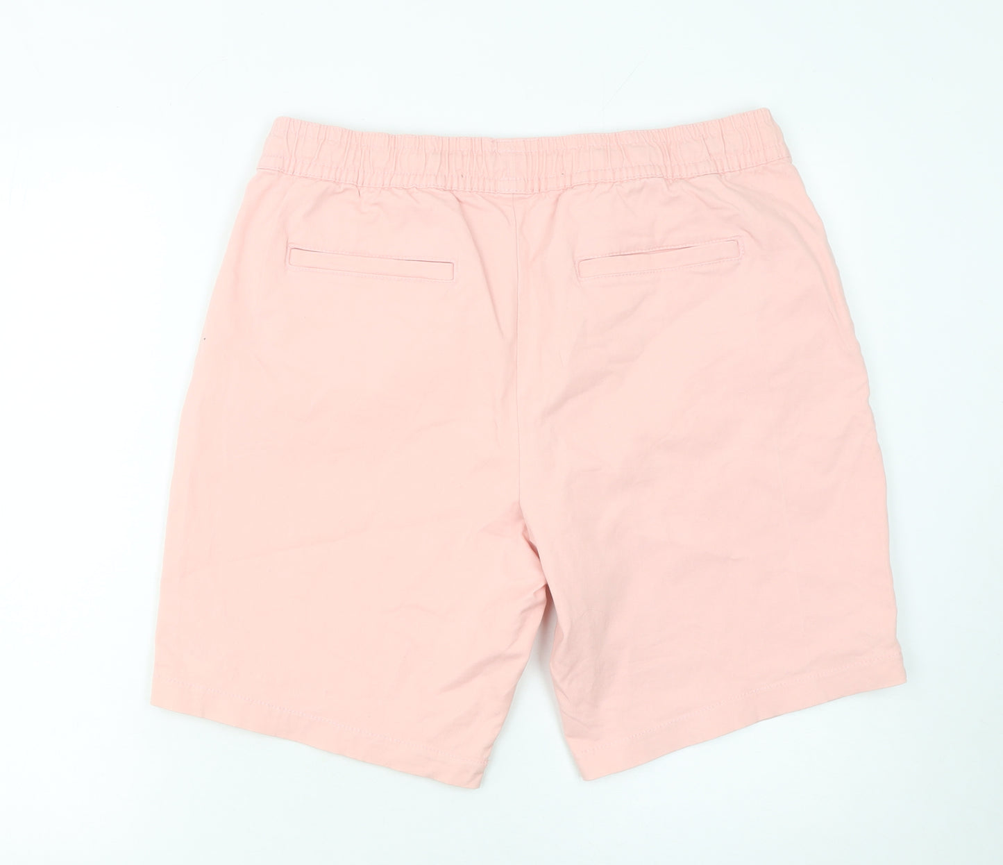 Denim Co. Men Pink Bermuda Shorts L Casual Drawstring Cotton
