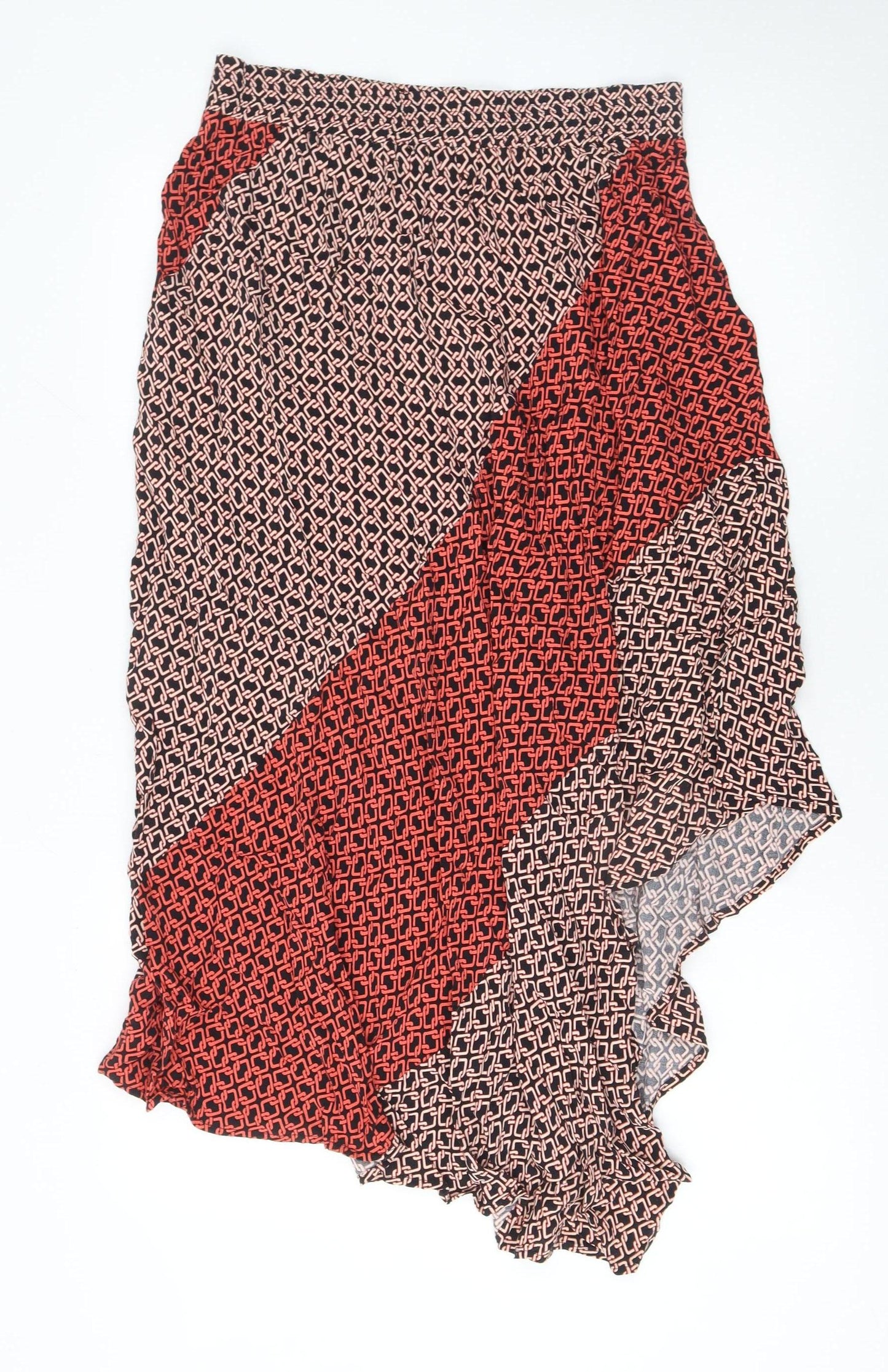 Next Womens Multicoloured Geometric Wrap Midi Skirt Size 14