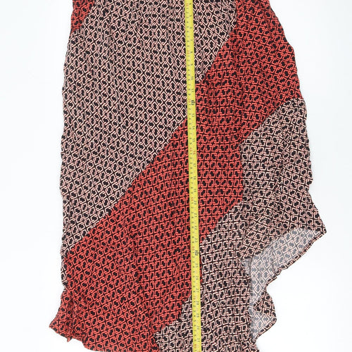 Next Womens Multicoloured Geometric Wrap Midi Skirt Size 14