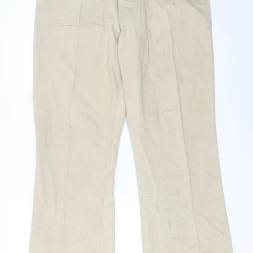 Firetrap Men's Beige Cotton Chino Trousers Size 34R Casual Workwear