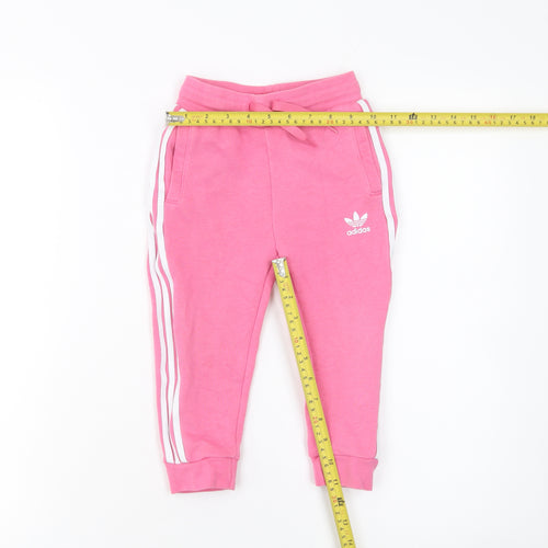 Adidas Girls Pink Jogger Sweatpants 2-3 Years Cotton Blend Side Stripe