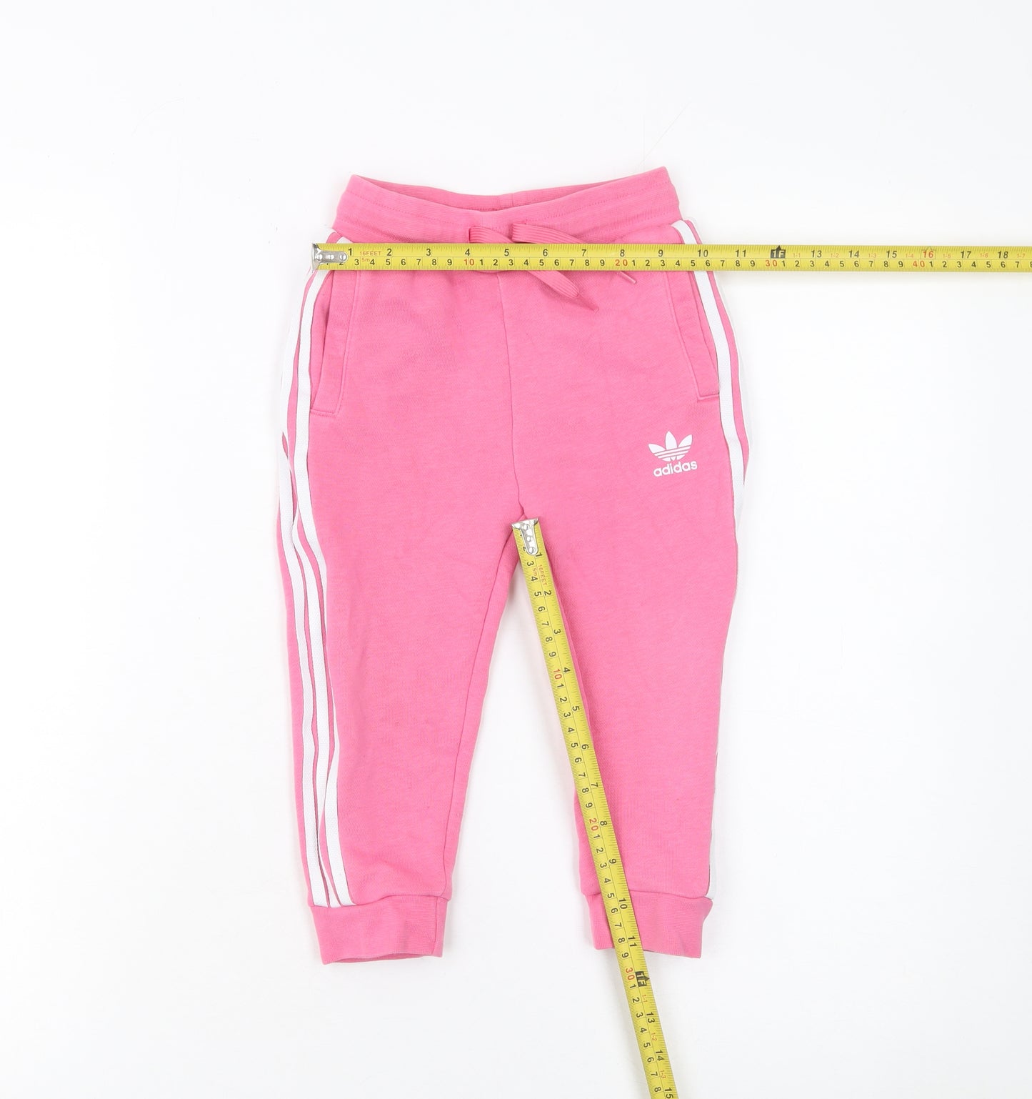 Adidas Girls Pink Jogger Sweatpants 2-3 Years Cotton Blend Side Stripe