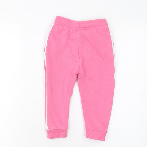Adidas Girls Pink Jogger Sweatpants 2-3 Years Cotton Blend Side Stripe