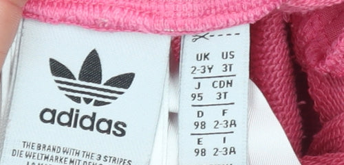 Adidas Girls Pink Jogger Sweatpants 2-3 Years Cotton Blend Side Stripe