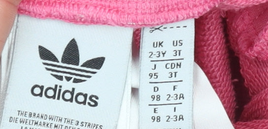 Adidas Girls Pink Jogger Sweatpants 2-3 Years Cotton Blend Side Stripe