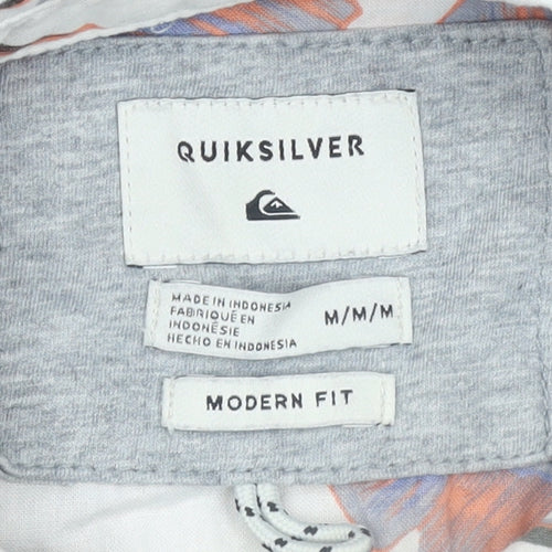 Quiksilver Men's Multicoloured Tropical Short Sleeve Cotton Button-Up Shirt M
