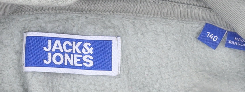 Jack & Jones Boys Green Pullover Hoodie Size 10 Years Fleece Cotton Logo
