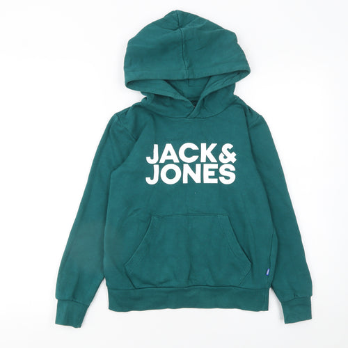 Jack & Jones Boys Green Pullover Hoodie Sweatshirt 12 Years Regular Fit