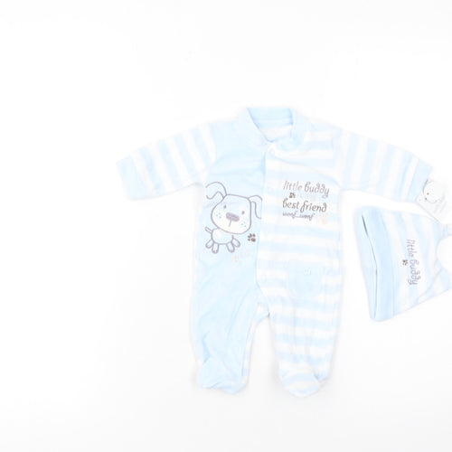 Early Days Unisex Baby Blue Striped Dog Babygrow & Hat Set 0-3 Months